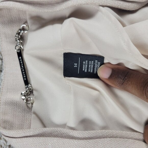 White House Black Market Blazer Womens 14 Beige Linen Blend Lined Short Sleeve - Picture 2 of 8